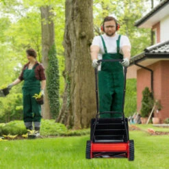 Relaxdays Handrasenmäher Mit Fangkorb, Leise, Schnitthöhenverstellung, 29,5 Cm Schnittbreite, Spindelmäher, Schwarz/rot -Angebote Rasenmäher & Zubehör Store 13397599 3