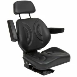DEMA Traktorsitz Schleppersitz ST11BS-07BE Schwarz Mit Armlehne Und Kopfstütze