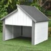 MUCOLA Holzgarage Mähroboter Grau / Weiß Garagen Dach Rasenroboter Carport Rasenmäher UV Schutz Mover Sonnenschutz Unterstand Gerätehaus -Angebote Rasenmäher & Zubehör Store 22851773 1