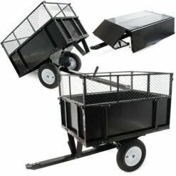 WILTEC Kippanhänger 114x76x30cm Mit Gitter Und Abnehmbaren Seitenwänden Universelle Anhängerverbindung