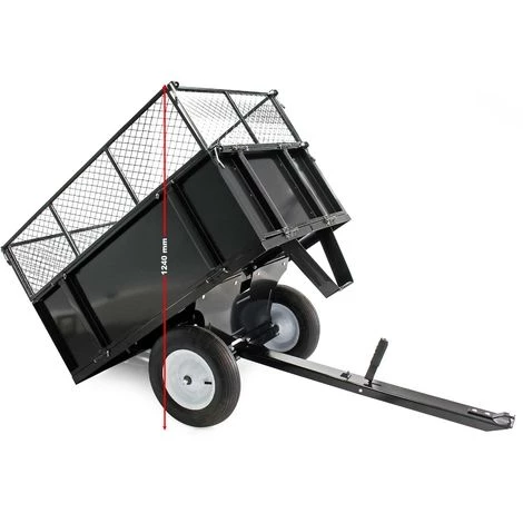 WILTEC Kippanhänger 114x76x30cm Mit Gitter Und Abnehmbaren Seitenwänden Universelle Anhängerverbindung 4 WILTEC Kippanhänger 114x76x30cm Mit Gitter Und Abnehmbaren Seitenwänden Universelle Anhängerverbindung – Bild 2