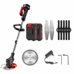 MAEREX Akku Elektrischer Kabellos Rasenmäher Rasentrimmer Grasschneider + Zubehör Set ( 2 X Akkus Und 1 Ladegerät)