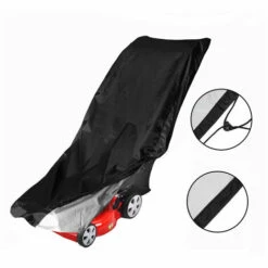 TRIOMPHE Rasenmäherhülle, 210D Rasenmäherhülle Mit Kordelzug Und Aufbewahrungstasche Für Outdoor/Indoor, Wasserdicht, Staubdicht, Anti-UV, 193*112*64cm Schwarz