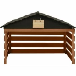 LONGZIMING Mähroboter-Garage Schwarz Und Braun 78x74x54 Cm Tannenholz -Angebote Rasenmäher & Zubehör Store 47652080 2