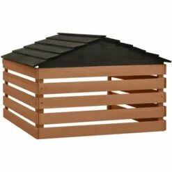 LONGZIMING Mähroboter-Garage Schwarz Und Braun 78x74x54 Cm Tannenholz -Angebote Rasenmäher & Zubehör Store 47652080 4