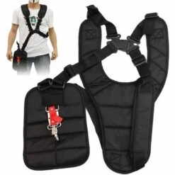 TINOR Doppelriemengurt Gepolsterte Schulterknopfsicherheit Für STIHL Husqvarna ECHO Trimmer-Freischneider Schwarz (34 * 26 Cm)