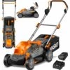 MASKO® Akku Rasenmäher ECO-X10 Inkl. 2X Akkus Li-Ion Batterie 4 Ah & Doppel-Ladegerät – Rasentrimmer Schnittbreite, 25-75mm Schnitthöhenverstellung , Schwarz / Orange, Schnittbreite 33cm -Angebote Rasenmäher & Zubehör Store 57748005 1