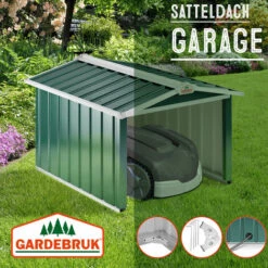 Gardebruk Mähroboter Garage Metall Wetterbeständig Kabelführung 4x Erdanker Carport Rasen Garten Satteldach Grün -Angebote Rasenmäher & Zubehör Store 58584224 3