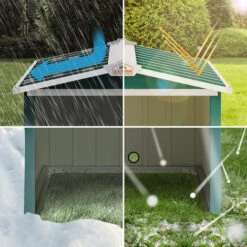 Gardebruk Mähroboter Garage Metall Wetterbeständig Kabelführung 4x Erdanker Carport Rasen Garten Satteldach Grün -Angebote Rasenmäher & Zubehör Store 58584224 5