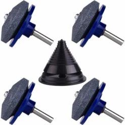 BARES 4 Packs Lawn Mower Blade Sharpener, Lawn Mower Accessories With 1 Pcs Blade Balancing Kit, Lawn Mower Blade Sharpening Tools