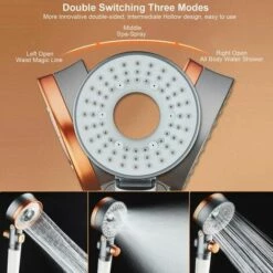 MIYA Cabezales De Ducha Turbo De Doble Cara De 3 Cabezas Con Filtro De Algodón PP - Ducha De Mano De Alta Presión Que Ahorra Agua - Adecuado Para Baños De Agua Dura O Blanda -Angebote Rasenmäher & Zubehör Store 60767634 3