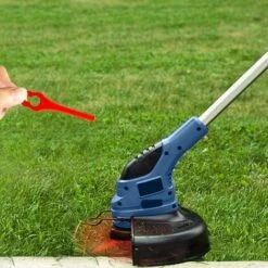 LITZEE 100Stk Ersatz-Kunststoffklingen Für Kantenschneider Rasenmäherklingen Klingen Für Akku-Motorsensen Ersatz-Kantenschneider Für Garten Und Rasen (L83 Rot 12*7mm) -Angebote Rasenmäher & Zubehör Store 63699762 3