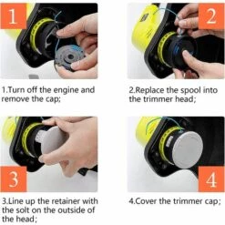 QERSTA 8 Packungen 0,065 Zoll Fadentrimmer-Ersatzspule Für Ryobi 18 V 24 V 40 V, Passend Für Ryobi One+ AC14RL3A, 11 Fuß Kabelloser Fadentrimmer, 6 Spulen + 2 Trimmerkappen -Angebote Rasenmäher & Zubehör Store 64043956 4