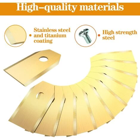 MINKUROW BCC 45 X Titan-Ersatzmesser Für Alle Rasenmäher, Strapazierfähig (35 X 18 X 0,75 Mm), Goldfarben, Mit Schrauben 4 MINKUROW BCC 45 X Titan-Ersatzmesser Für Alle Rasenmäher, Strapazierfähig (35 X 18 X 0,75 Mm), Goldfarben, Mit Schrauben – Bild 2