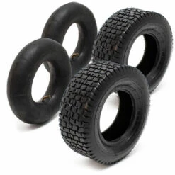 WILTEC 2xReifenmantel 2xSchlauch Für Aufsitzmäher/Rasentraktor 18x8.50-8 4PR Winkelventil