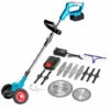 LIFCAUSAL Kabelloser Weed Eater Rasentrimmer, 3-in-1-Leichtrasenmäher Und Kantenschneider Mit 3 Arten Von Klingen, 21 V 2 Ah Li-Ion-Akku Für Garten Und Hof (Blau) EU-Stecker