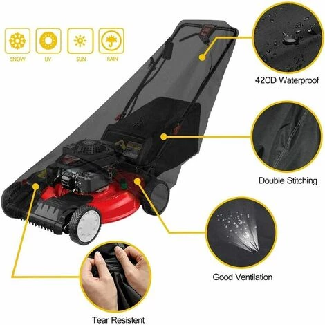 THSINDE Rasenmäherabdeckung, 190T Rasenmäherabdeckung Mit Kordelzug Und Aufbewahrungstasche Für Den Innen- Und Außenbereich, Wasserdicht, Staubdicht, UV-beständig, 187,96 X 99 X 63,5 Cm 4 THSINDE Rasenmäherabdeckung, 190T Rasenmäherabdeckung Mit Kordelzug Und Aufbewahrungstasche Für Den Innen- Und Außenbereich, Wasserdicht, Staubdicht, UV-beständig, 187,96 X 99 X 63,5 Cm – Bild 2