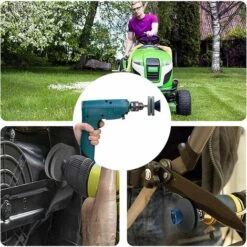 DECKON 2 Doppelschichtige Rasenm?her-Messersch?rfer, Verschlei?fest, Geeignet F��r Die Meisten Elektrischen Bohrmaschinen Oder Professionellen Handbohrmaschinen, Drehfeilen-Bohraufsatz, Rosa -Angebote Rasenmäher & Zubehör Store 66981537 5