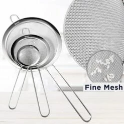 MONLY Upgrade Feines Edelstahl-Drahtgeflecht-Küchensieb-Set Mit Rand – 7, 12 Und 18 Cm, Mehlsieb Zum Backen, Spülmaschinenfest -Angebote Rasenmäher & Zubehör Store 67668039 4