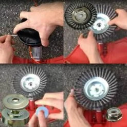 MONLY Unkrautbürstenkopf Mit Kontermutter Für Freischneider, Universal-Stahldraht-Unkrautablage, Graskopf-Mangan-Radbürsten-Ersatzteile -Angebote Rasenmäher & Zubehör Store 68682582 4