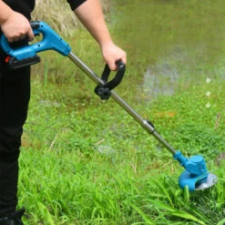 LIFCAUSAL 21-V-Teleskop-Hand-Akku-Rasentrimmer, Elektrischer Rasenmäher, 1500-mAh-Akku, Schnellladegerät, Multifunktions-Lithium-Trimmer Mit Kunststoff-/Edelstahlklinge, Kreissäge (Blau-EU-Stecker 1 Batterie) -Angebote Rasenmäher & Zubehör Store 69016466 5