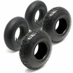 WILTEC 2x Reifenmantel 2x Schlauch Für Aufsitzmäher/Rasentraktor 11x4.00-4 4PR Gerades Ventil