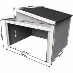 WILTEC Mähroboter Holzgarage Schrägdach Massivholz Unterstand Carport Grau 66,6x79,5x71,2cm -Angebote Rasenmäher & Zubehör Store 9562062 4